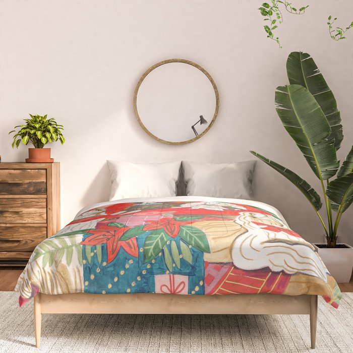 Dogs in cosy living room in bright colours Comforter Gallery Image 3