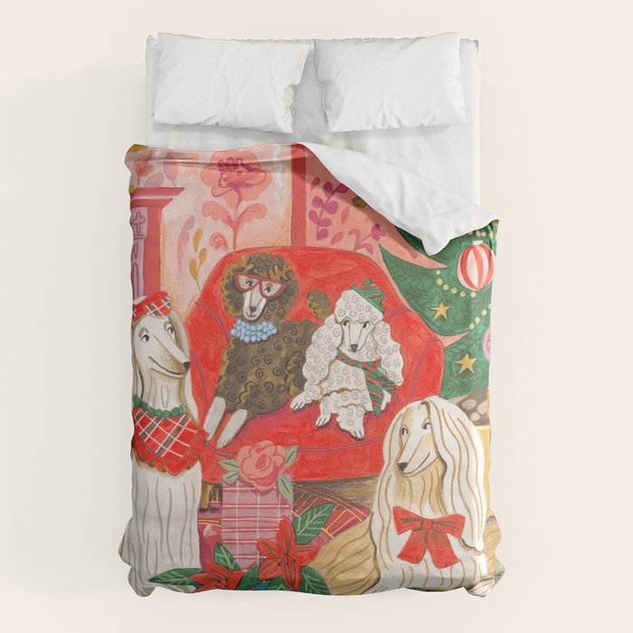 Dogs in cosy living room in bright colours Duvet Cover Gallery Image 6