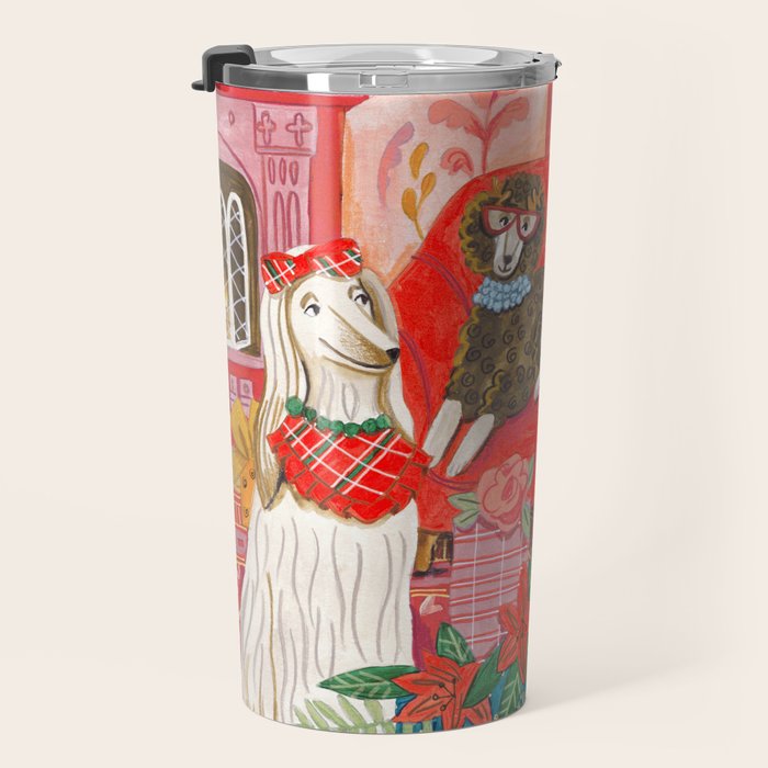Dogs in cosy living room in bright colours Travel Mug Gallery Image 3