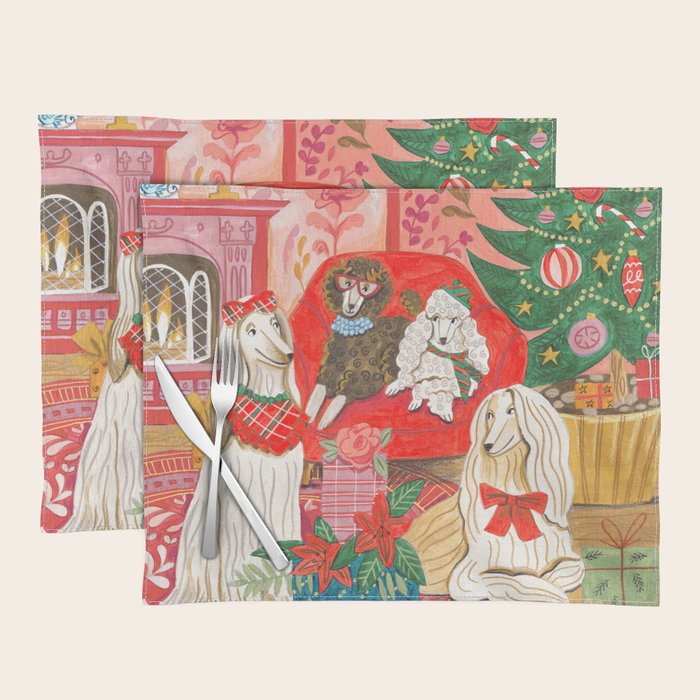 Dogs in cosy living room in bright colours Placemat Gallery Image 1