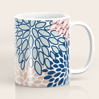 Festive, Floral Prints, Coral, Navy, Aqua Coffee Mug Gallery Image 1