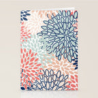 Festive, Floral Prints, Coral, Navy, Aqua Stationery Card Gallery Image 2
