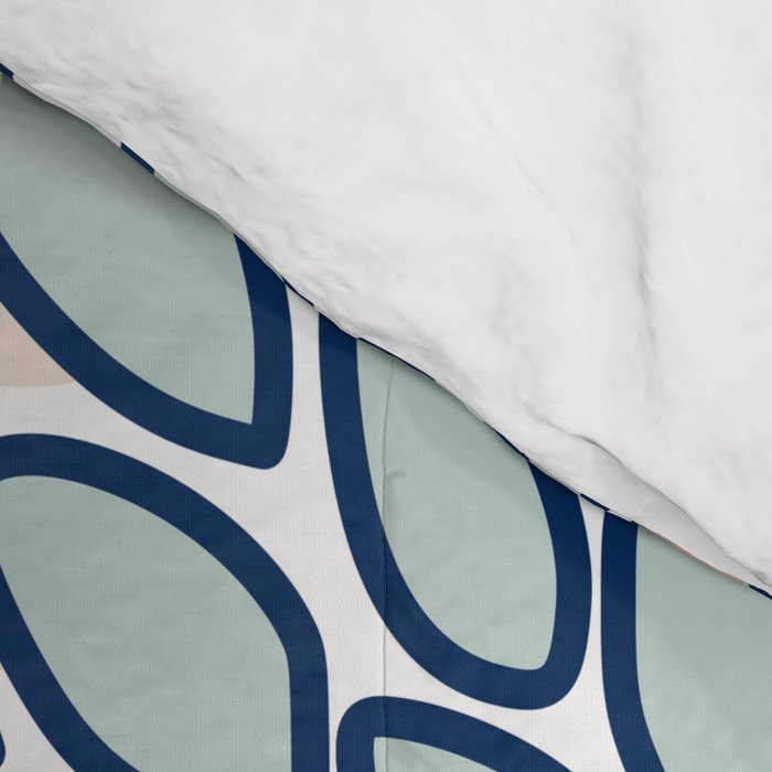 Festive, Floral Prints, Coral, Navy, Aqua Comforter Gallery Image 4