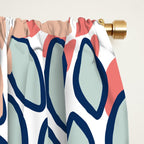 Festive, Floral Prints, Coral, Navy, Aqua Window Curtain Gallery Image 2