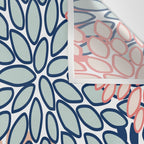 Festive, Floral Prints, Coral, Navy, Aqua Wall Tapestry Gallery Image 3