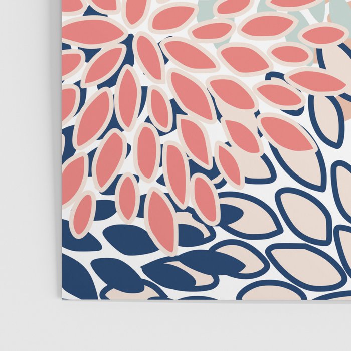 Festive, Floral Prints, Coral, Navy, Aqua Poster Gallery Image 3