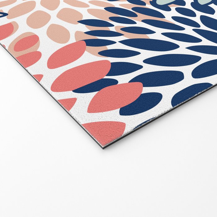 Festive, Floral Prints, Coral, Navy, Aqua Welcome Mat Gallery Image 2