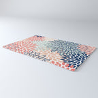 Festive, Floral Prints, Coral, Navy, Aqua Rug Gallery Image 3