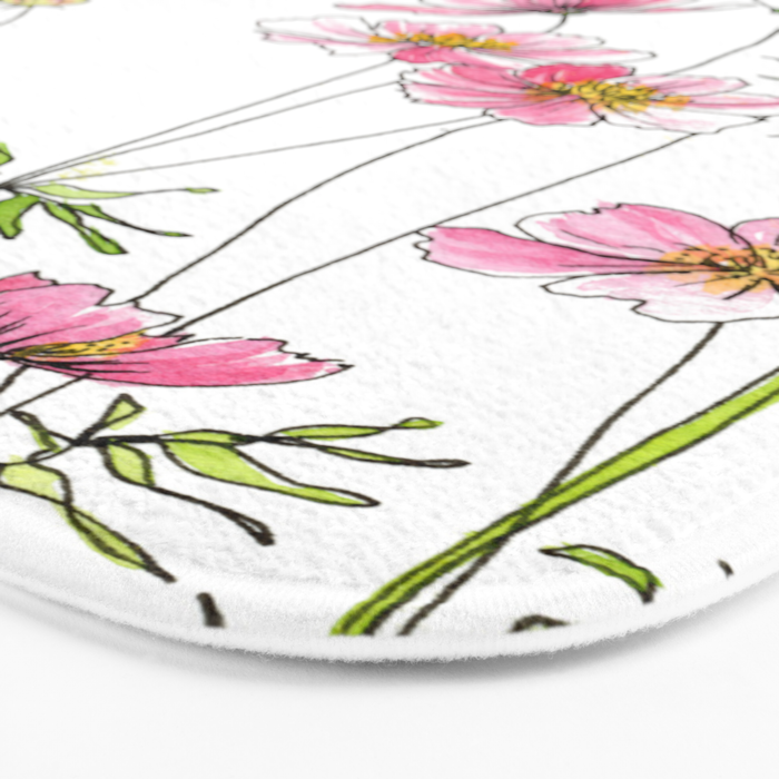 Pink Cosmos Flowers Bath Mat Gallery Image 3