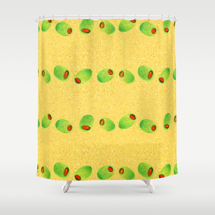 Olive Snack in Green & Yellow Shower Curtain Gallery Image 1