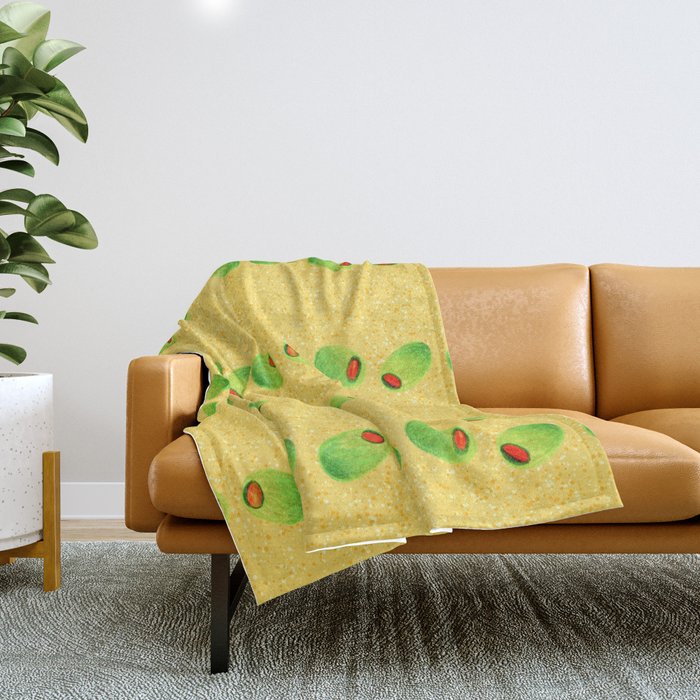 Olive Snack in Green & Yellow Throw Blanket Gallery Image 1