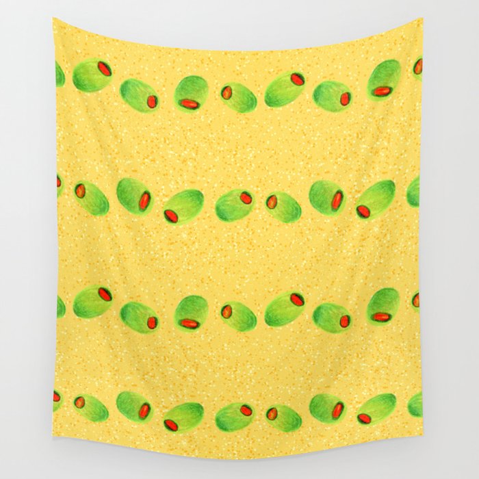 Olive Snack in Green & Yellow Wall Tapestry Gallery Image 4