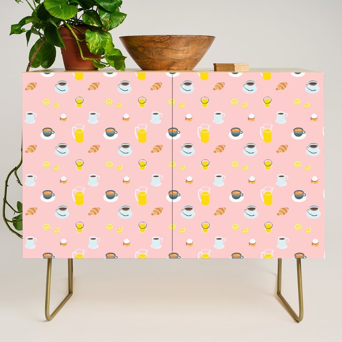 Retro breakfast coffee food pattern Credenza Gallery Image 1
