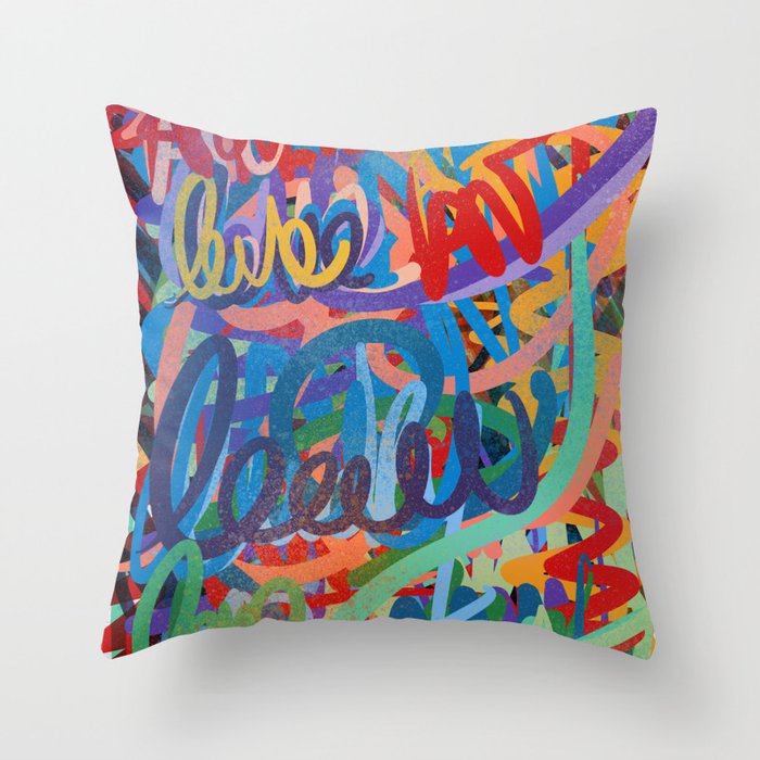 Urban Graffiti Art Love Sprayed  Throw Pillow Gallery Image 6