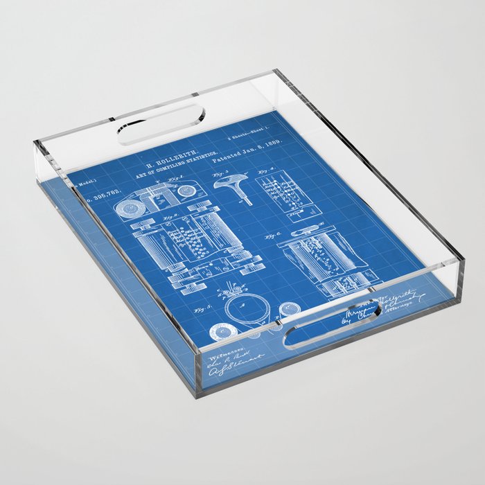 First Computer Patent - Technology Art - Blueprint Acrylic Tray Gallery Image 1