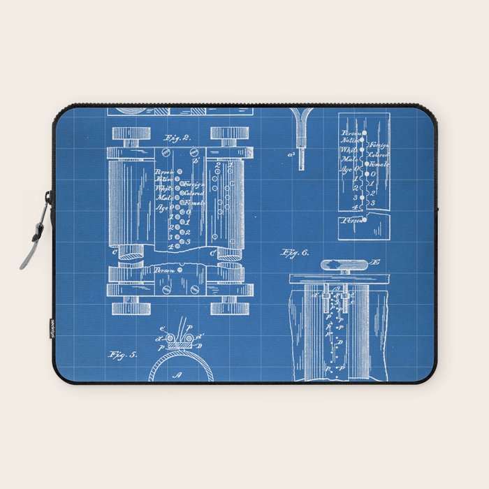 First Computer Patent - Technology Art - Blueprint Laptop Sleeve Gallery Image 1