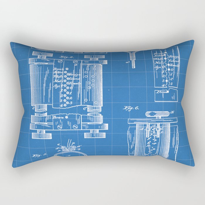 First Computer Patent - Technology Art - Blueprint Rectangular Pillow Gallery Image 2