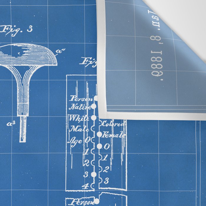 First Computer Patent - Technology Art - Blueprint Wall Tapestry Gallery Image 3