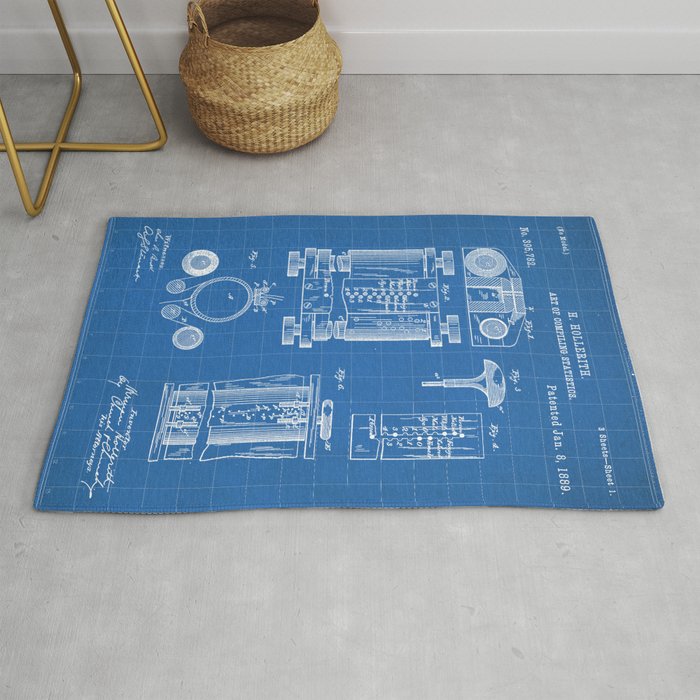 First Computer Patent - Technology Art - Blueprint Rug Gallery Image 1