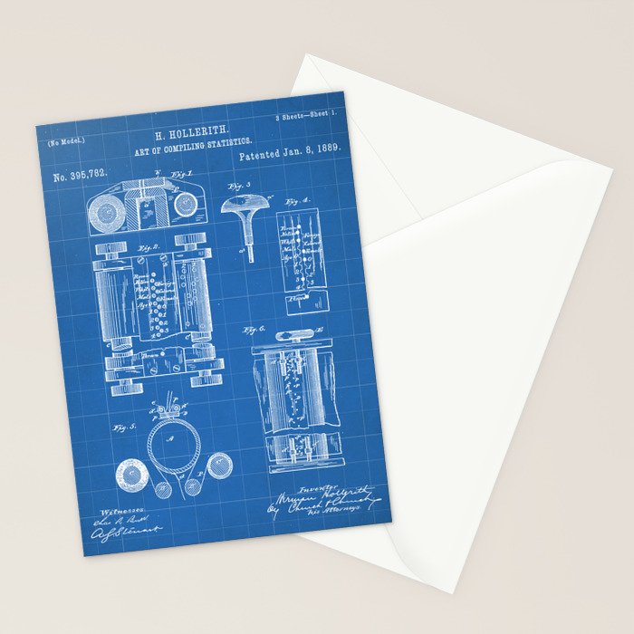 First Computer Patent - Technology Art - Blueprint Stationery Card Gallery Image 2