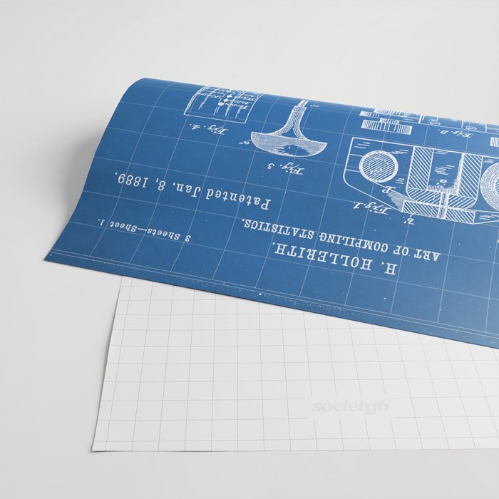 First Computer Patent - Technology Art - Blueprint Wrapping Paper Gallery Image 2
