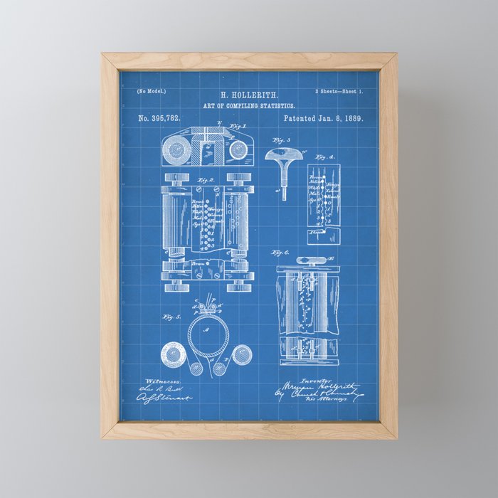 First Computer Patent - Technology Art - Blueprint Mini Art Print Gallery Image 1