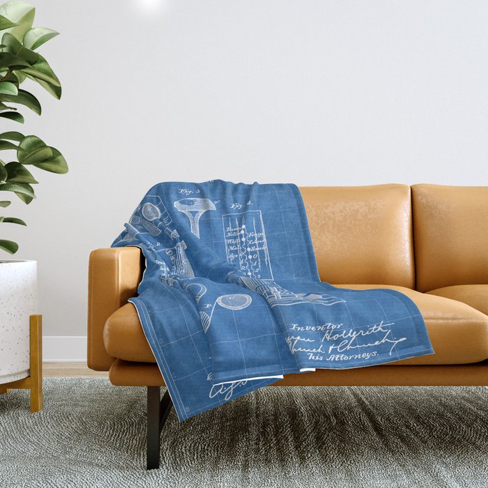 First Computer Patent - Technology Art - Blueprint Throw Blanket Gallery Image 1
