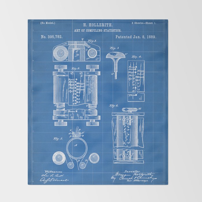 First Computer Patent - Technology Art - Blueprint Throw Blanket Gallery Image 2