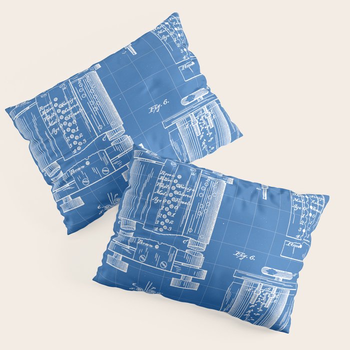 First Computer Patent - Technology Art - Blueprint Pillow Sham Gallery Image 1