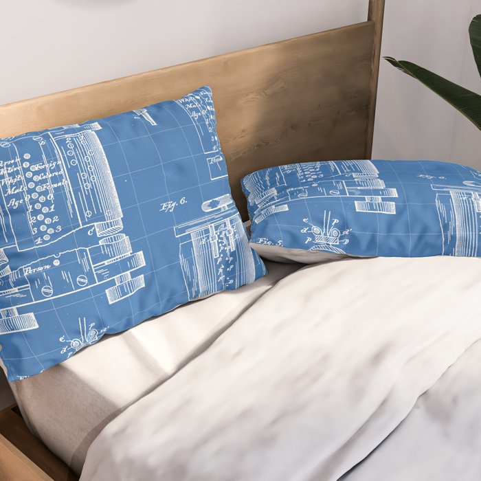 First Computer Patent - Technology Art - Blueprint Pillow Sham Gallery Image 2