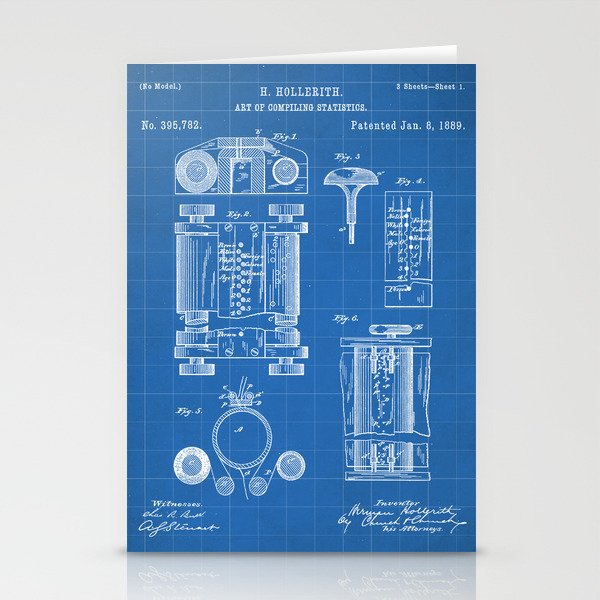 First Computer Patent - Technology Art - Blueprint Stationery Card Gallery Image 1