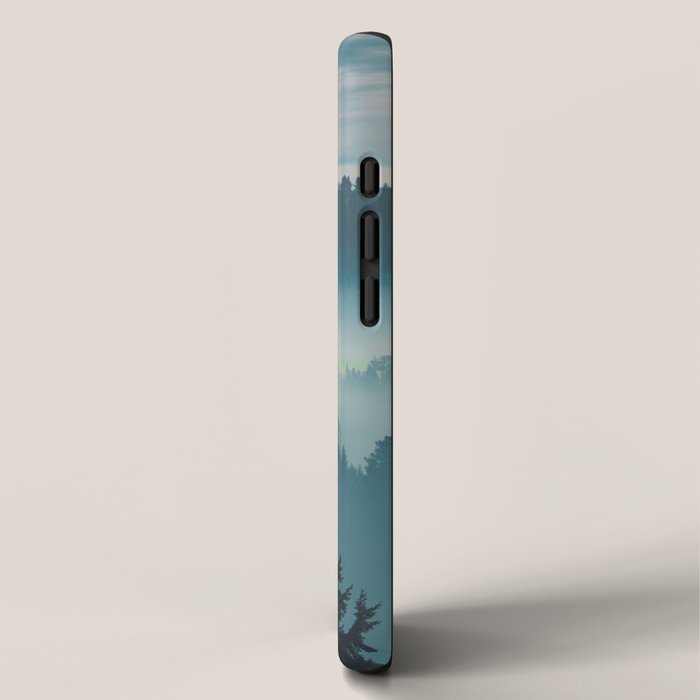 Misty Blue Watercolor Mountains Pine Trees Silhouette Minimalist Monochromatic Photo iPhone Case Gallery Image 2