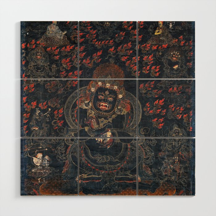 Mahakala Protector Tibetan Buddhist Thangka Wood Wall Art Gallery Image 1