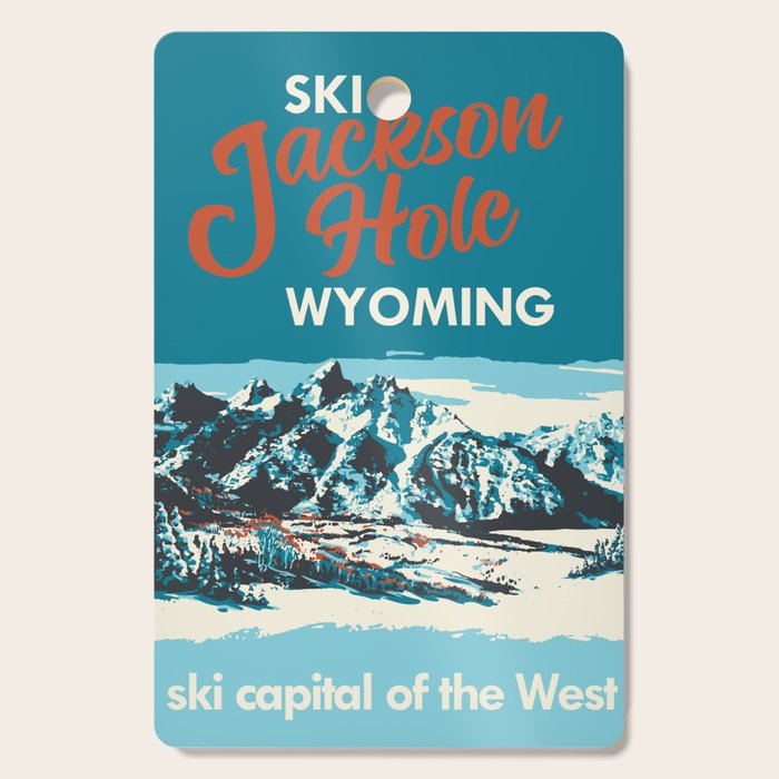 Ski Jackson Hole Wyoming Vintage Ski Poster Cutting Board Gallery Image 1