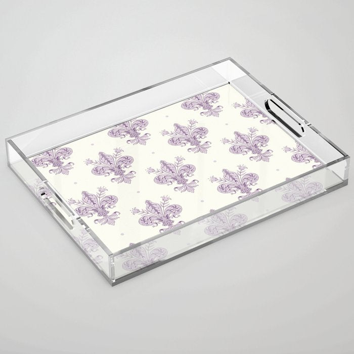 French Lavender Fleur De Lis Acrylic Tray Gallery Image 1