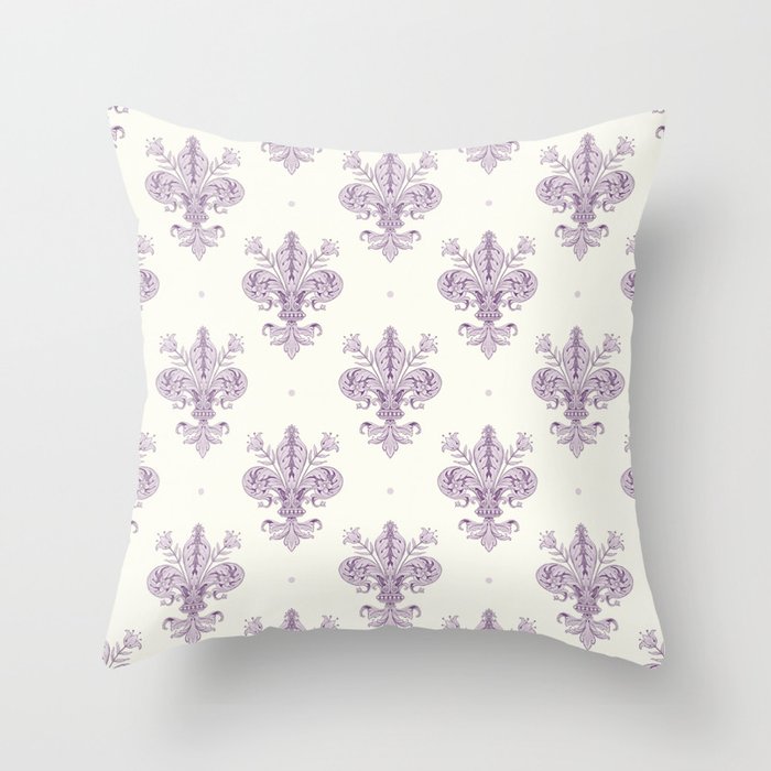 French Lavender Fleur De Lis Throw Pillow Gallery Image 1
