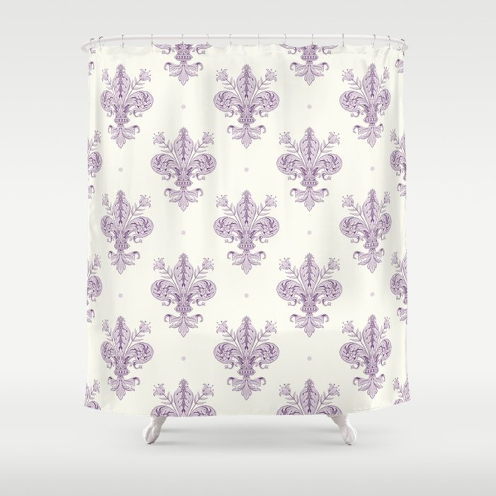 French Lavender Fleur De Lis Shower Curtain Gallery Image 1