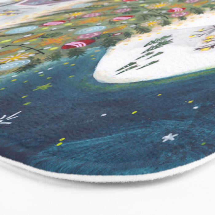 Skating retro winter snow landscape Bath Mat Gallery Image 3