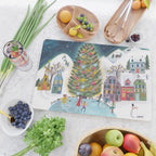 Skating retro winter snow landscape Cutting Board Gallery Image 2