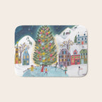 Skating retro winter snow landscape Bath Mat Gallery Image 1