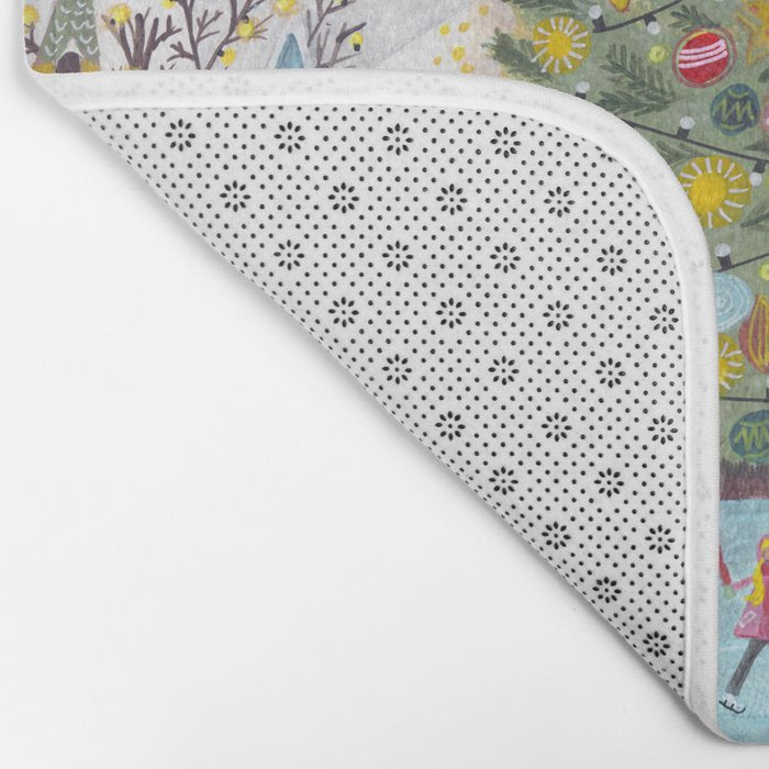 Skating retro winter snow landscape Bath Mat Gallery Image 2