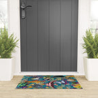 Vintage Floral Ocean on Teal Welcome Mat Gallery Image 3