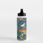 Vintage Floral Ocean on Teal Water Bottle Gallery Image 3