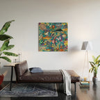 Vintage Floral Ocean on Teal Wood Wall Art Gallery Image 2