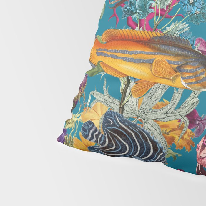 Vintage Floral Ocean on Teal Pillow Sham Gallery Image 4