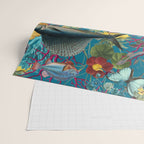 Vintage Floral Ocean on Teal Wrapping Paper Gallery Image 2