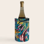 Vintage Floral Ocean on Teal Wine Chiller Gallery Image 1