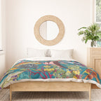 Vintage Floral Ocean on Teal Duvet Cover Gallery Image 3