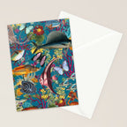 Vintage Floral Ocean on Teal Stationery Card Gallery Image 2