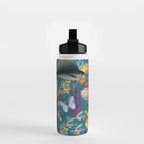 Vintage Floral Ocean on Teal Water Bottle Gallery Image 2